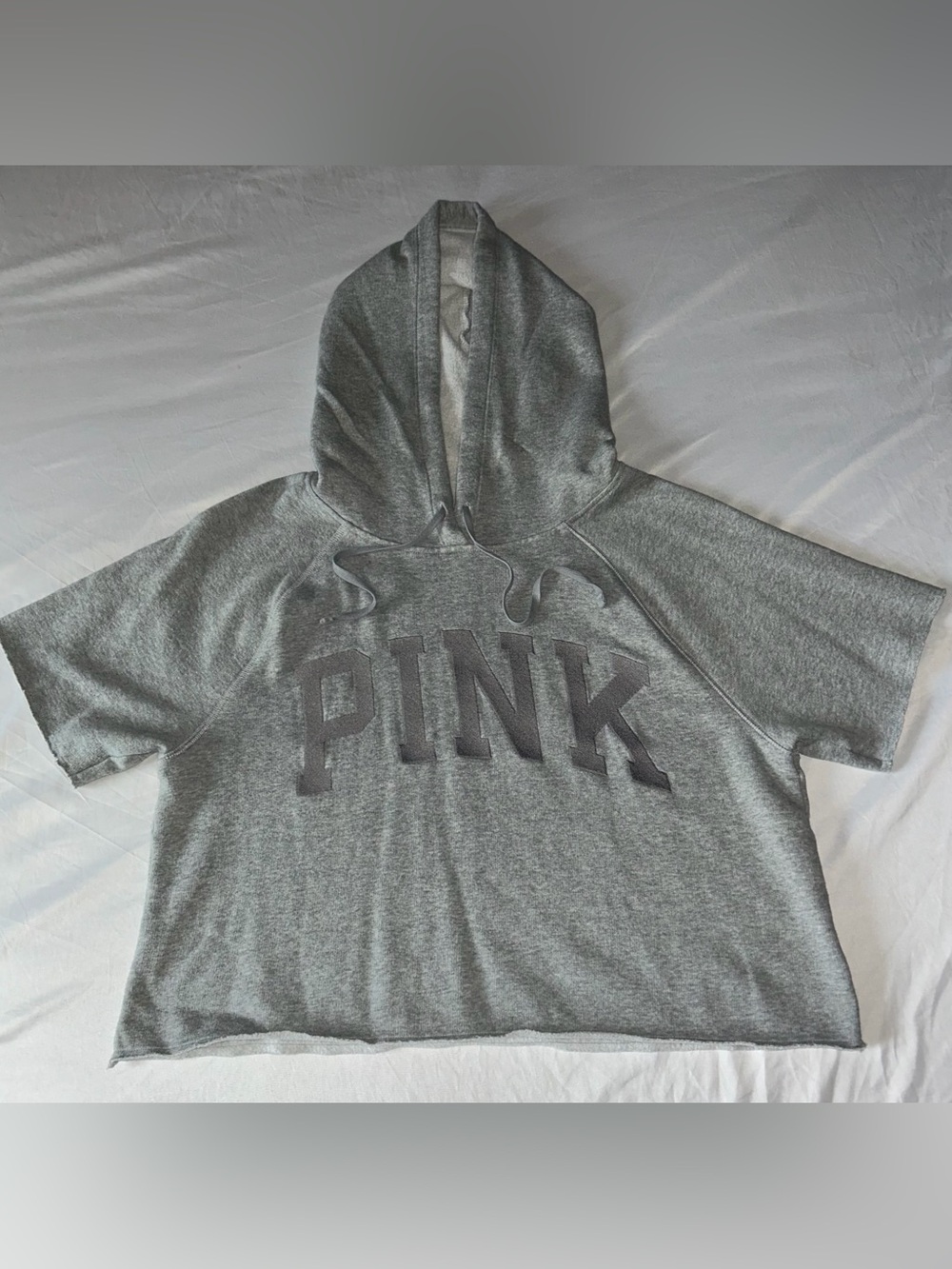PINK Grey Hooded Sweatshirt with Logo